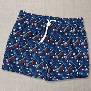 ChalkTalk Sports Youth Medium Lacrosse Swim Trunks Stars Red Blue